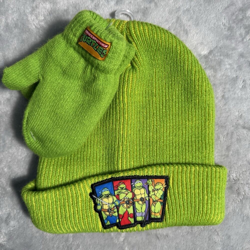 Teenage Mutant Ninja Turtles Beanie Green Nickelodeon Knit Hat TMNT Beanie